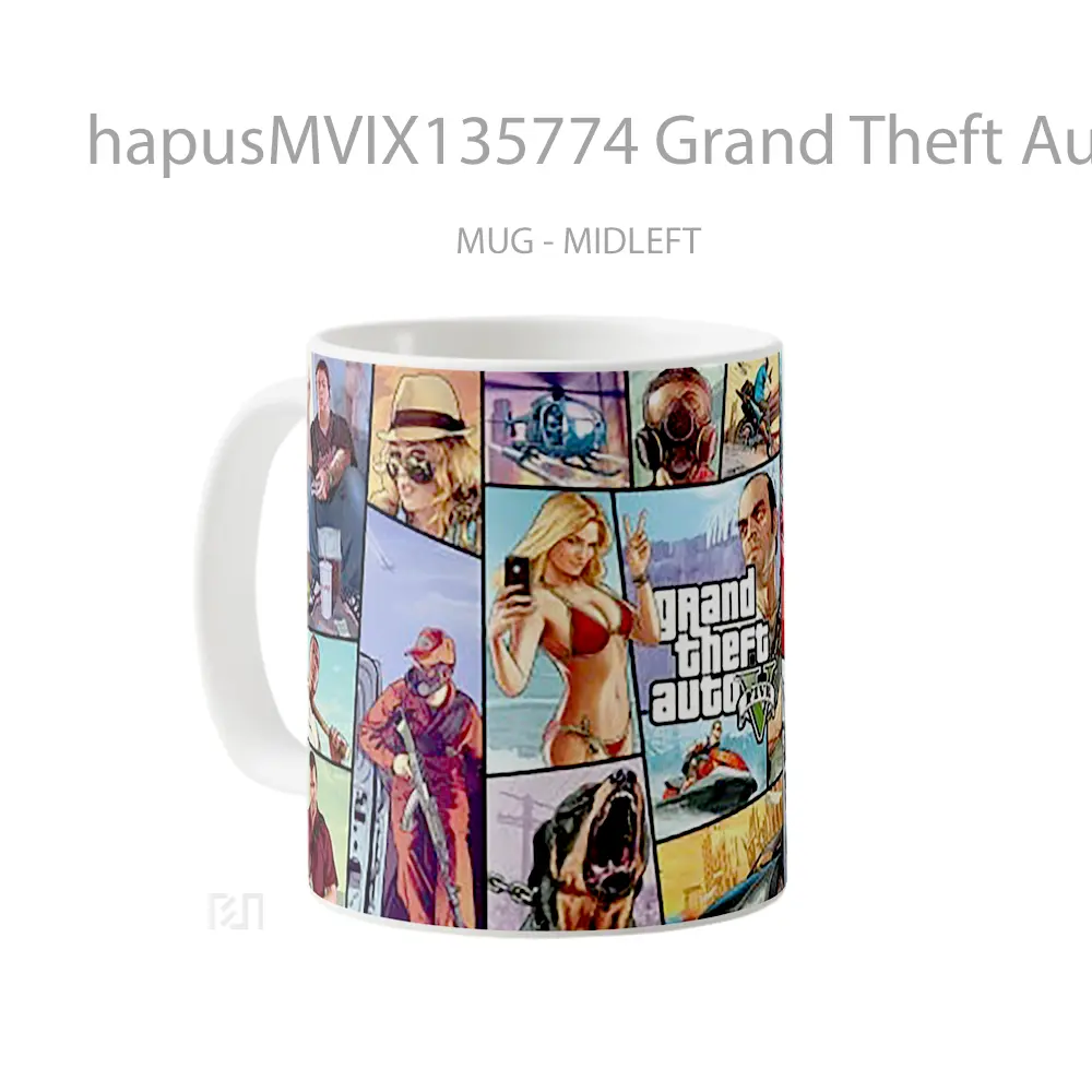 Mug Grand Theft Auto V Gta 5 Poster Gelas Keramik Unik - All-side / Desain