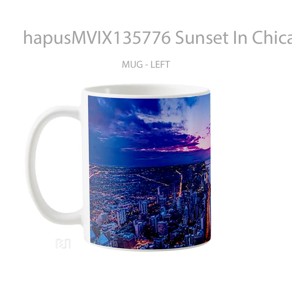 Mug Sunset In Chicago Gelas Pemandangan Alam - All-side / Desain