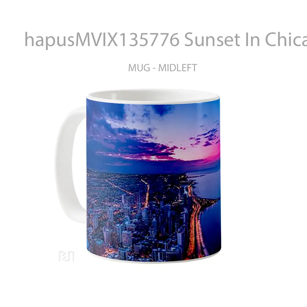 Mug Sunset In Chicago Gelas Pemandangan Alam - All-side / Desain
