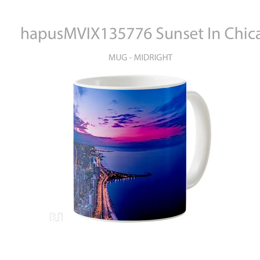 Mug Sunset In Chicago Gelas Pemandangan Alam - All-side / Desain