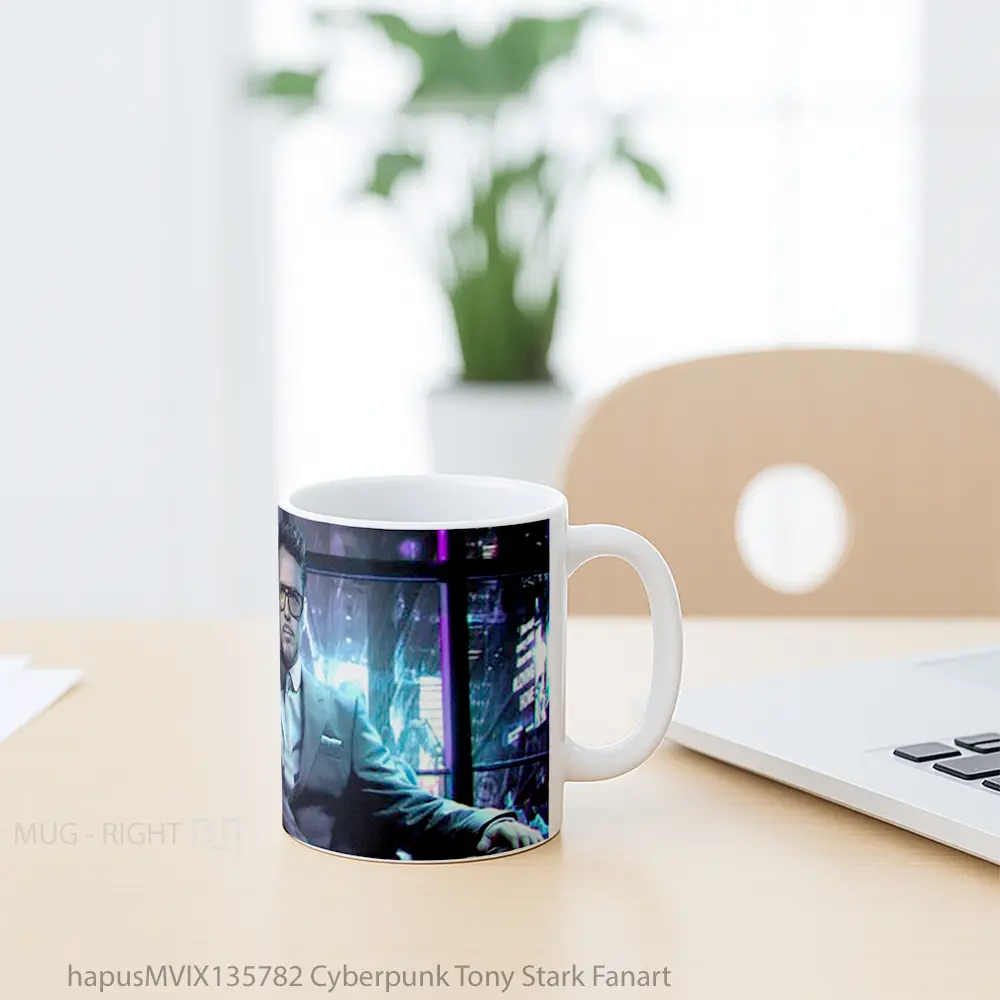 Mug Cyberpunk Tony Stark Fanart Cangkir Gamer - All-side / Desain