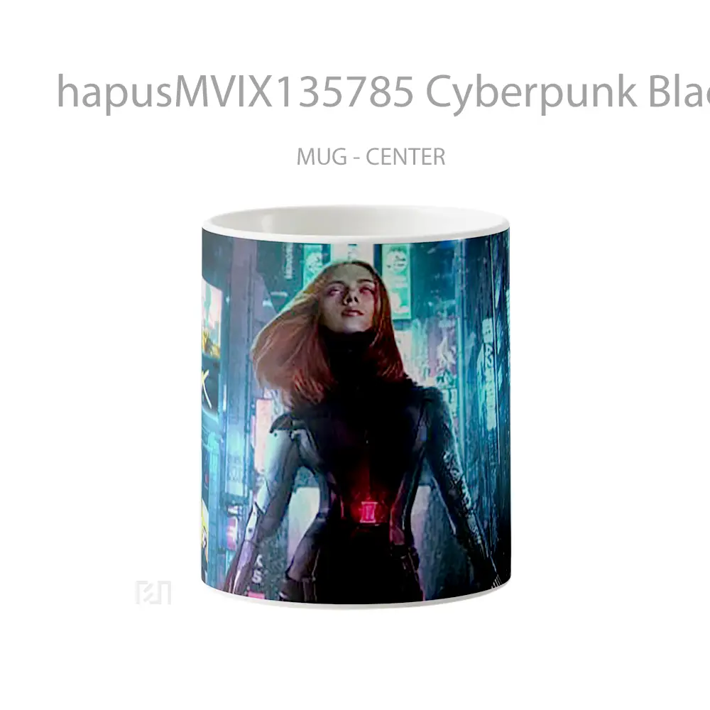 Mug Cyberpunk Black Widow Fanart Gelas Superhero