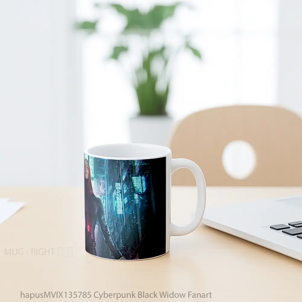 Mug Cyberpunk Black Widow Fanart Gelas Superhero - All-side / Desain