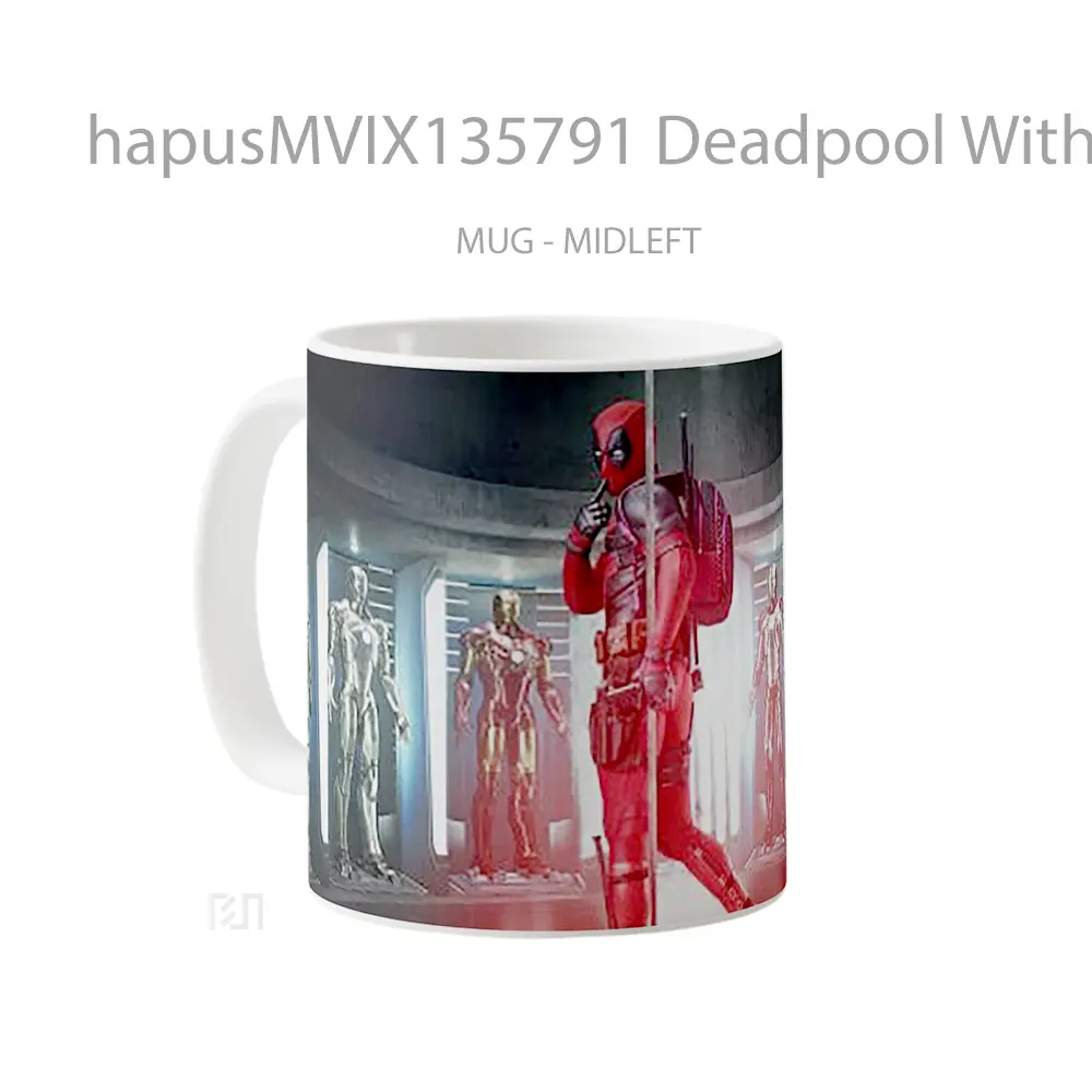 Mug Deadpool With Iron Man S Armors Fanart Gelas Superhero - All-side / Desain