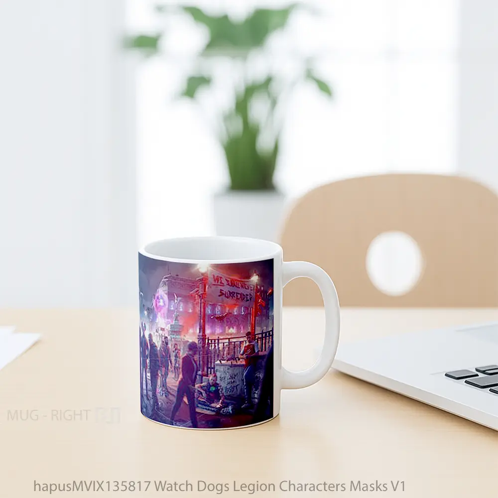 Mug Watch Dogs Legion Characters Masks V1 Gelas Hewan Lucu - All-side / Desain