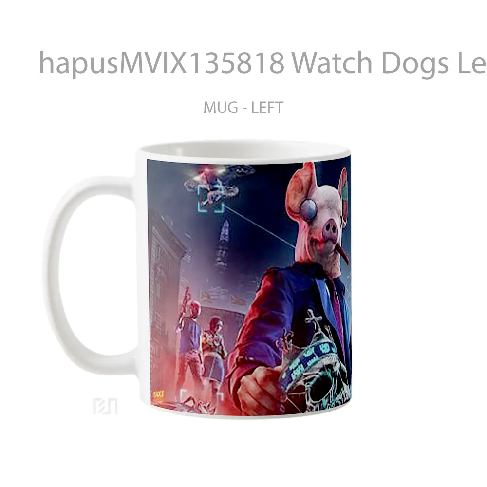 Mug Watch Dogs Legion Characters Masks V2 Gelas Hewan Lucu - All-side / Desain
