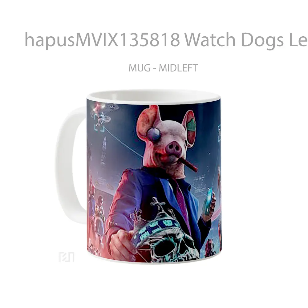 Mug Watch Dogs Legion Characters Masks V2 Gelas Hewan Lucu - All-side / Desain