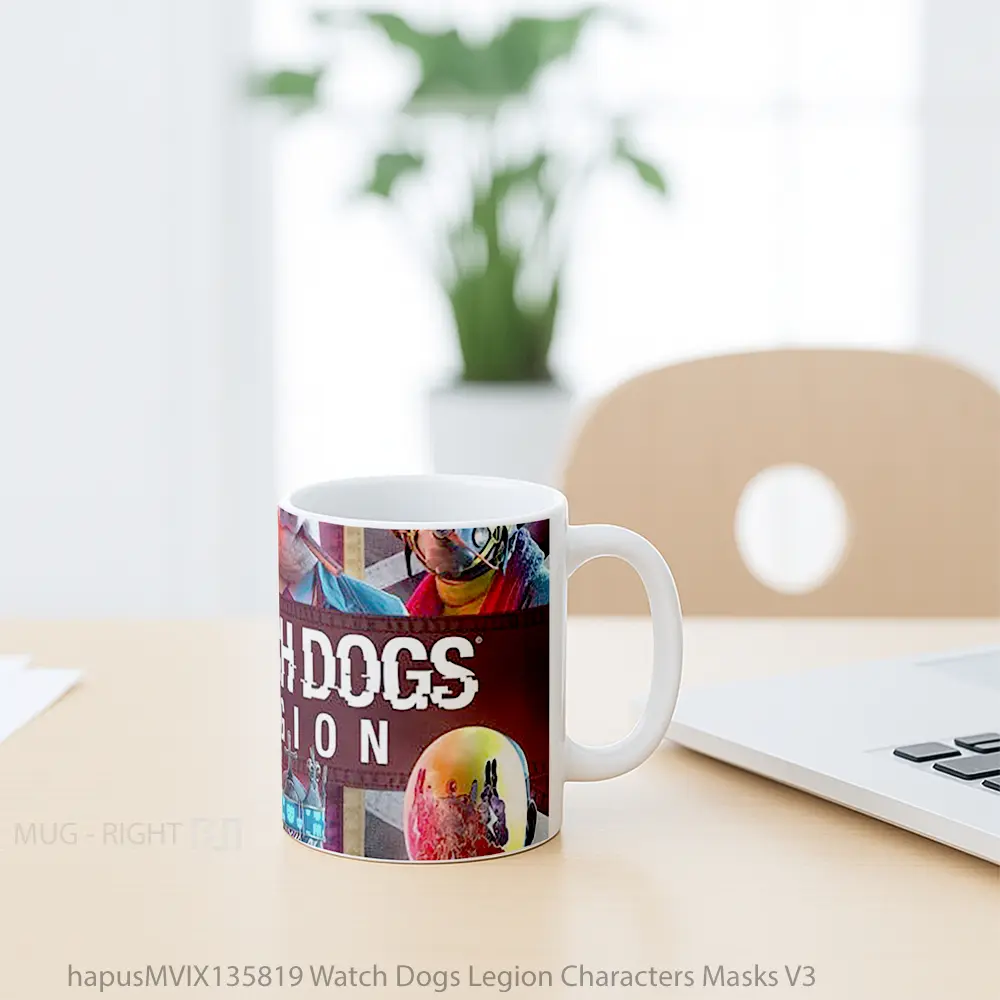 Mug Watch Dogs Legion Characters Masks V3 Gelas Hewan Lucu - All-side / Desain