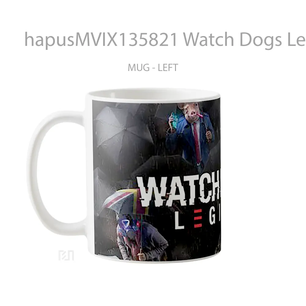 Mug Watch Dogs Legion Characters Masks V4 Gelas Hewan Lucu - All-side / Desain