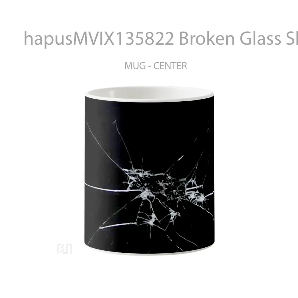 Mug Broken Glass Shattered Black Background Gelas Keramik Unik