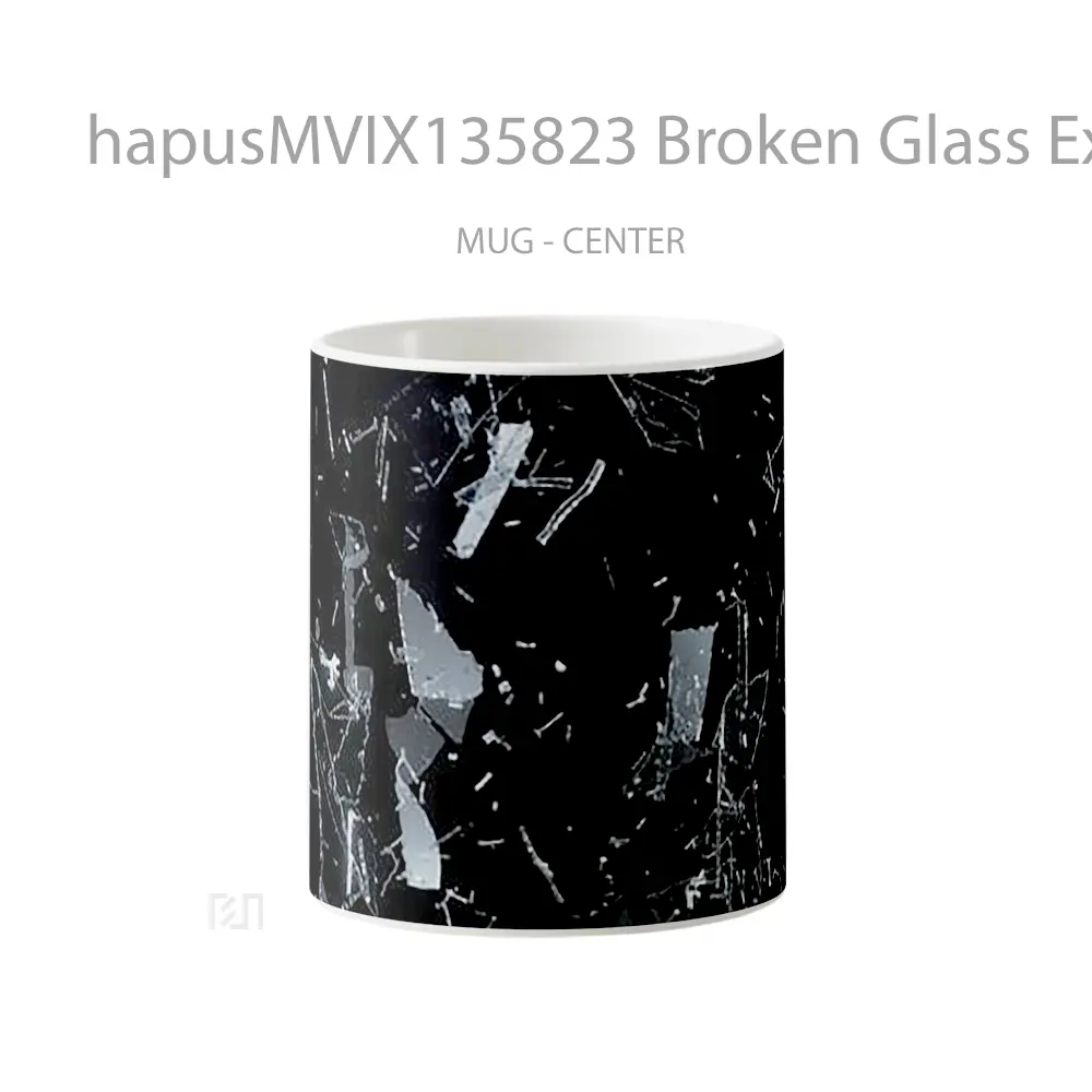 Mug Broken Glass Explosion Shattered Black Background Gelas Keramik Unik