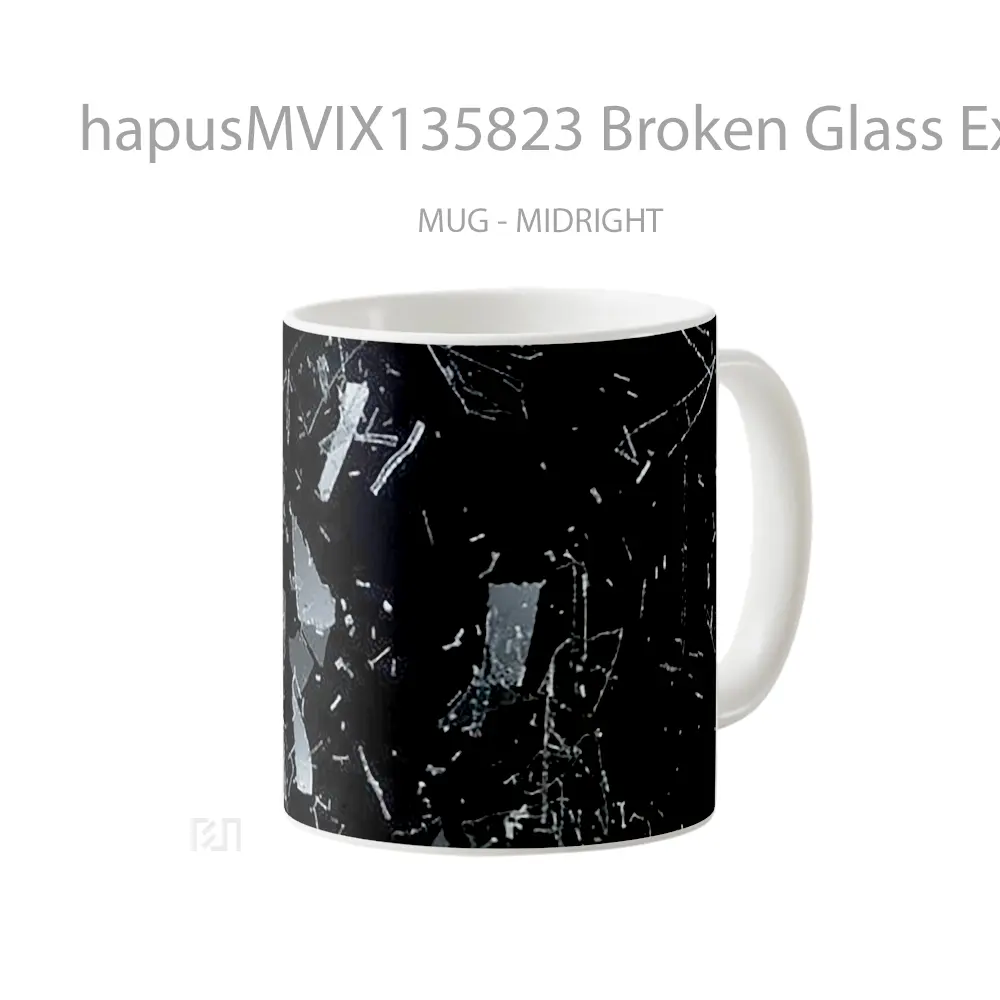 Mug Broken Glass Explosion Shattered Black Background Gelas Keramik Unik - All-side / Desain