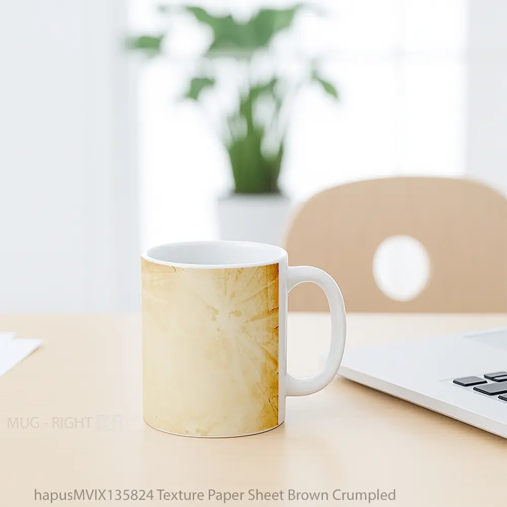 Mug Texture Paper Sheet Brown Crumpled Gelas Keramik Unik - All-side / Desain
