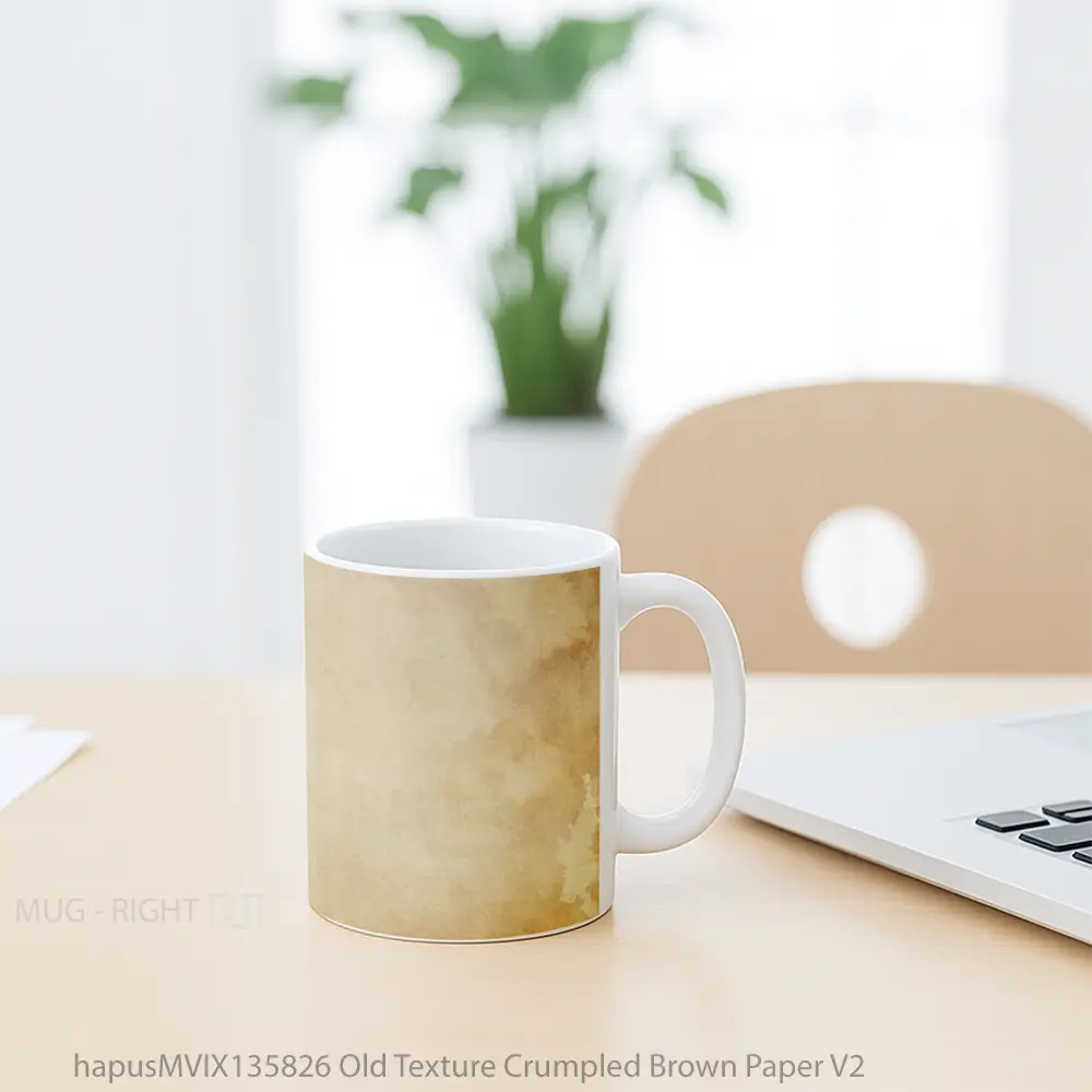 Mug Old Texture Crumpled Brown Paper V2 Gelas Keramik Unik - All-side / Desain