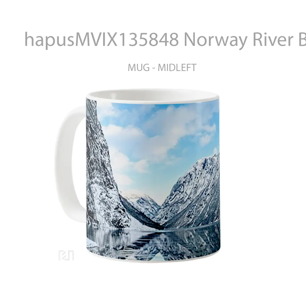 Mug Norway River Between Mountains Gelas Pemandangan Alam - All-side / Desain