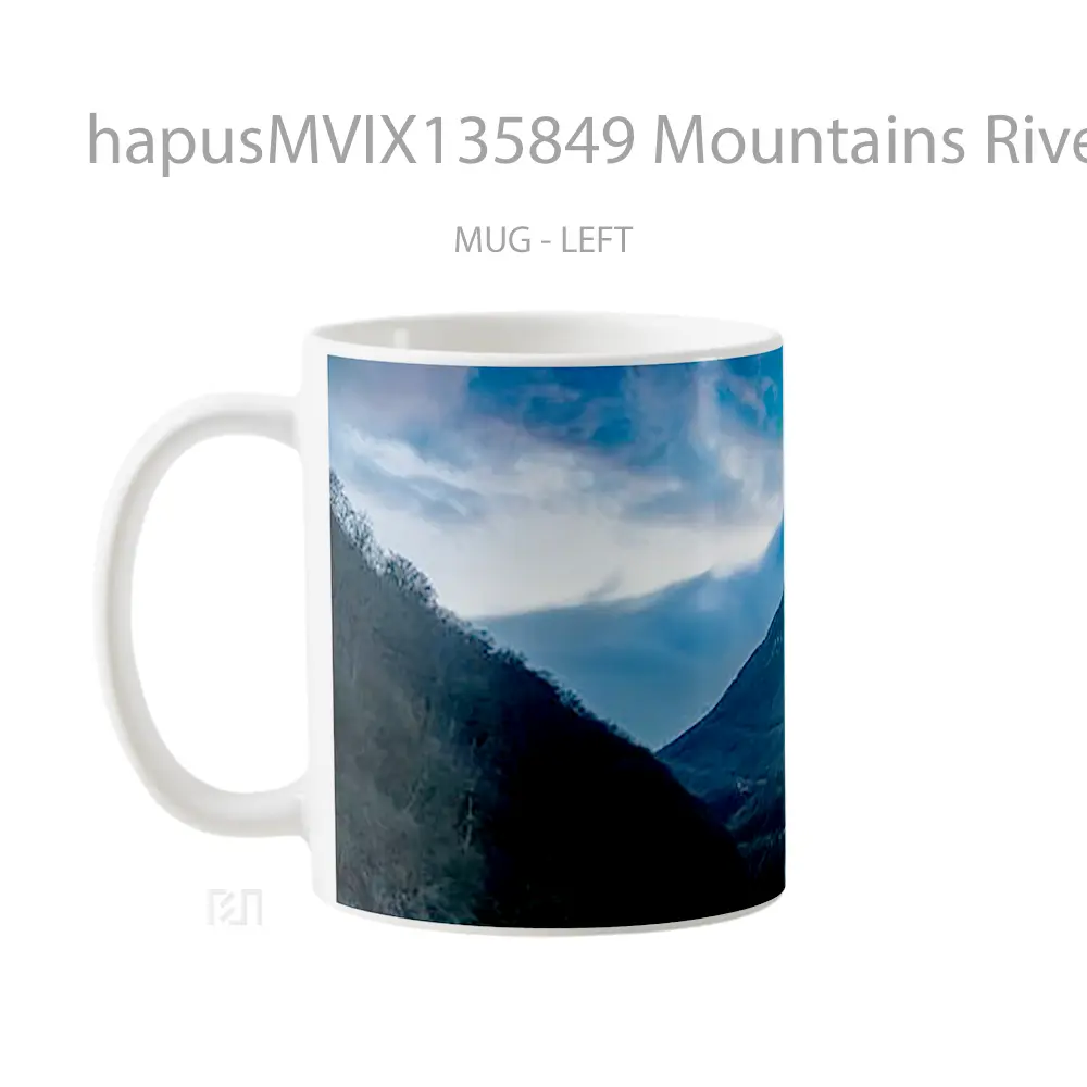 Mug Mountains River Blue Castle Gelas Pemandangan Alam - All-side / Desain