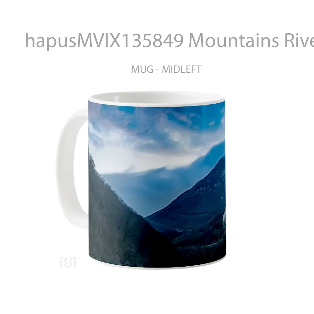 Mug Mountains River Blue Castle Gelas Pemandangan Alam - All-side / Desain
