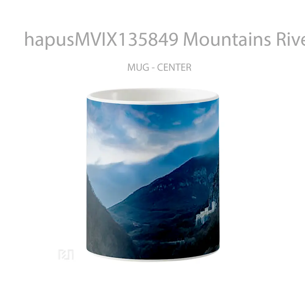 Mug Mountains River Blue Castle Gelas Pemandangan Alam