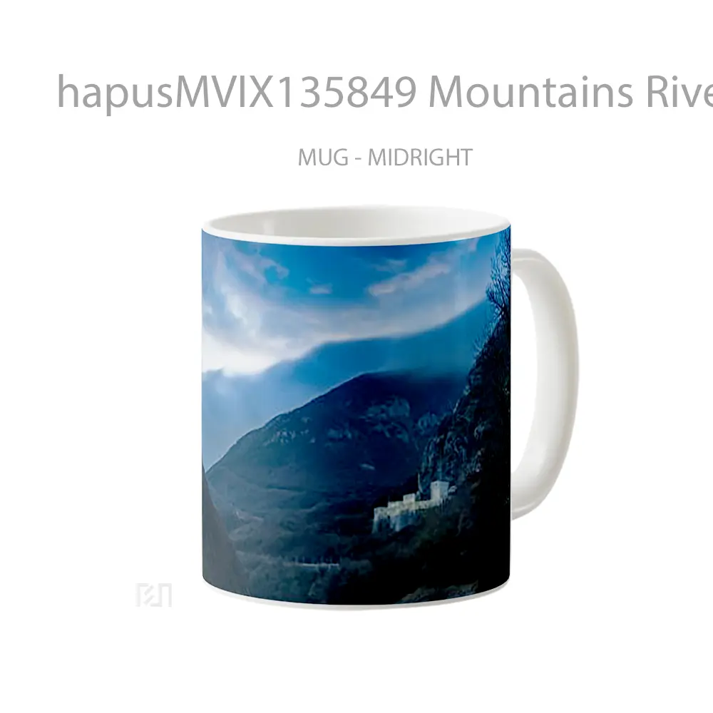 Mug Mountains River Blue Castle Gelas Pemandangan Alam - All-side / Desain