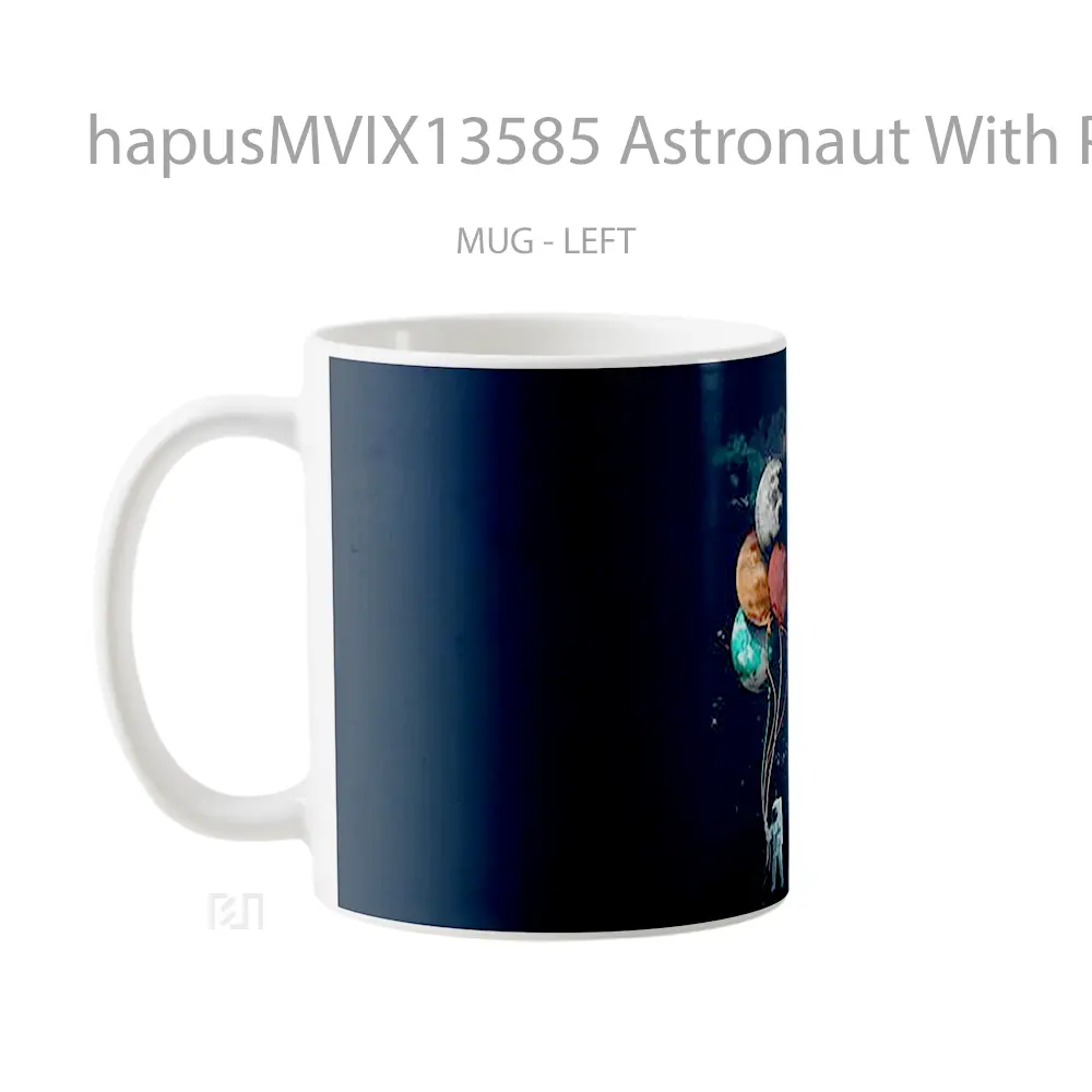 Mug Astronaut With Planets As Balloons Gelas Astronomi - All-side / Desain