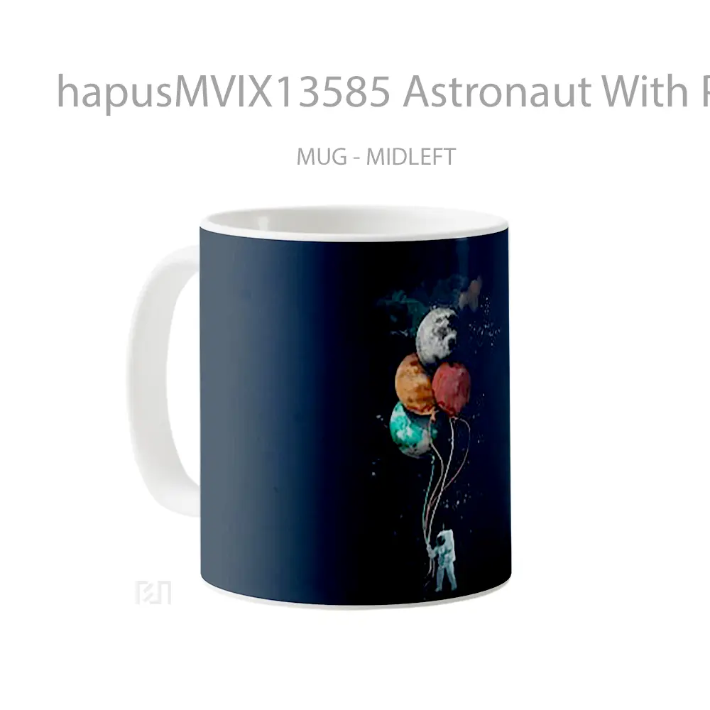 Mug Astronaut With Planets As Balloons Gelas Astronomi - All-side / Desain
