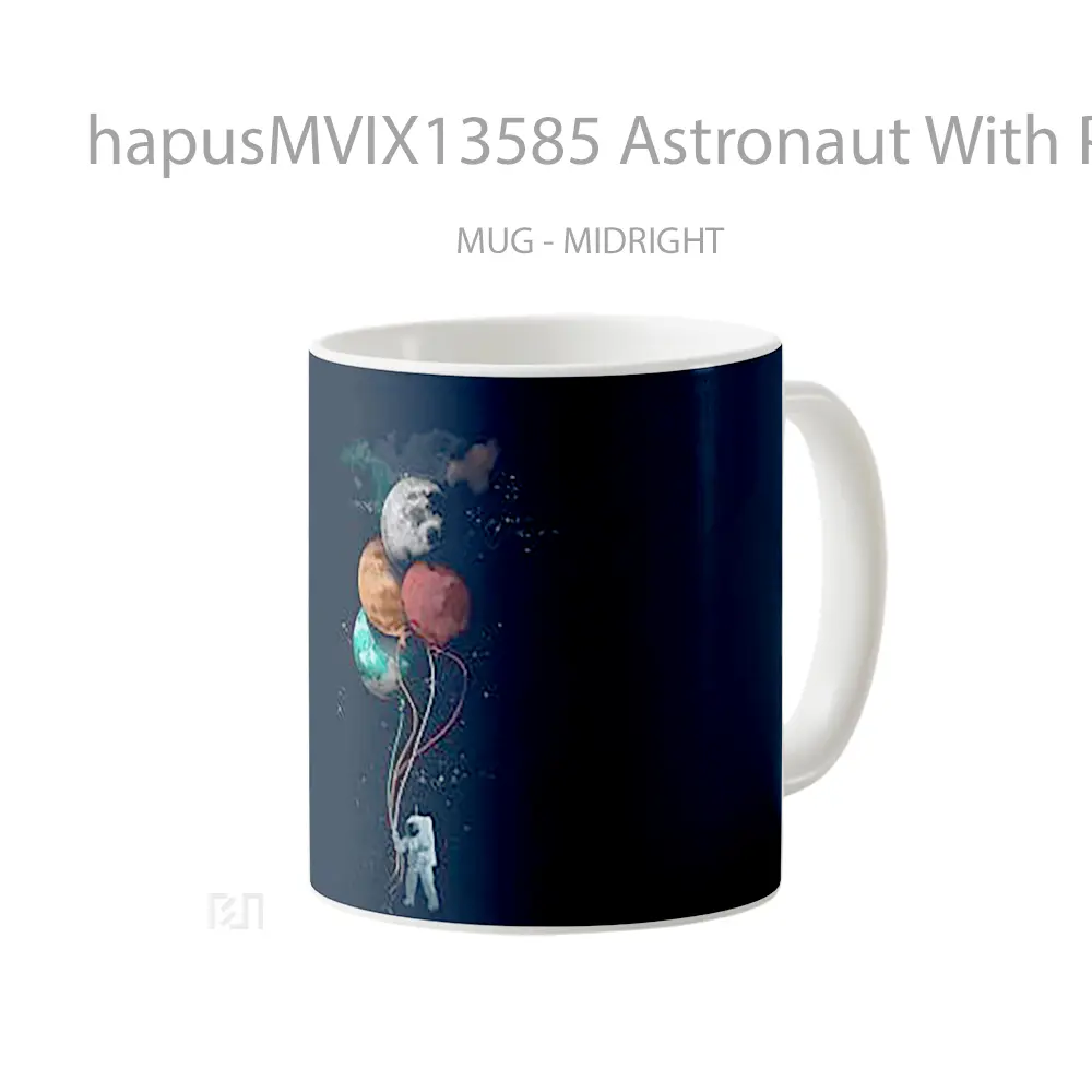 Mug Astronaut With Planets As Balloons Gelas Astronomi - All-side / Desain