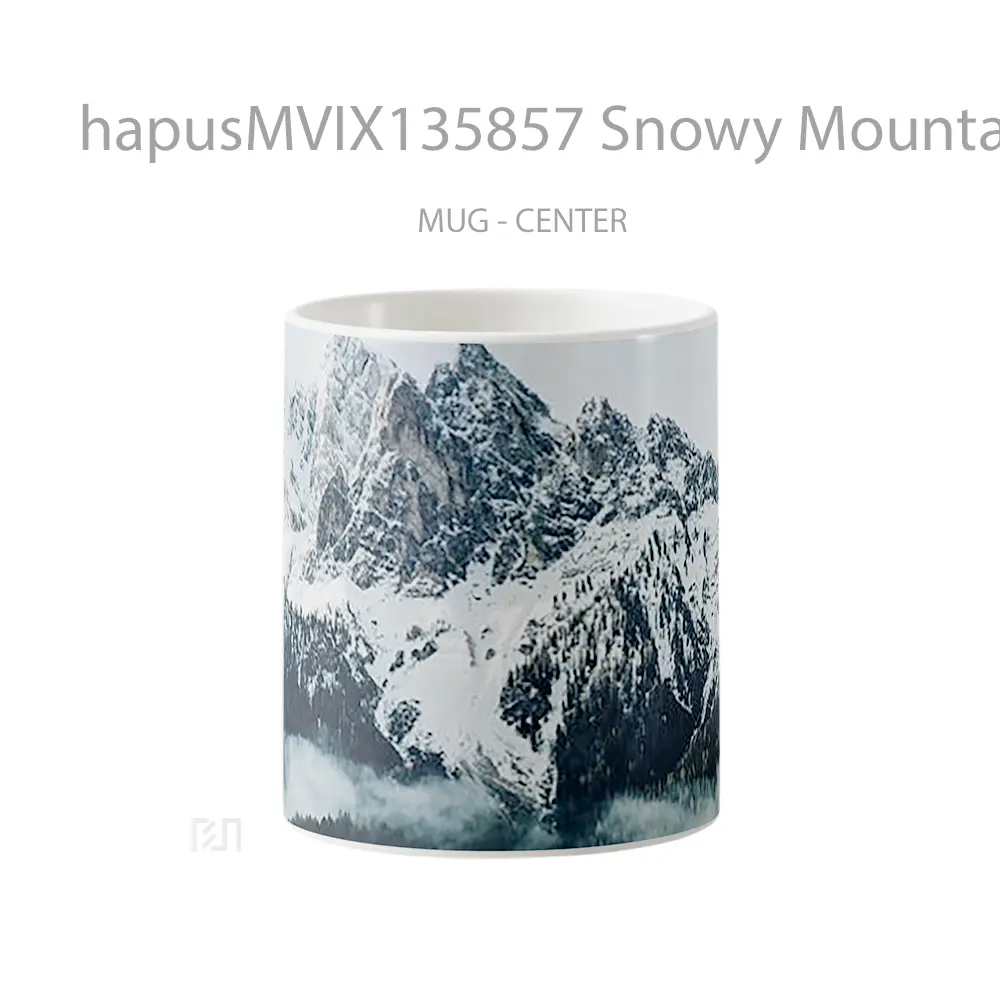 Mug Snowy Mountains With Forest Gelas Pemandangan Alam