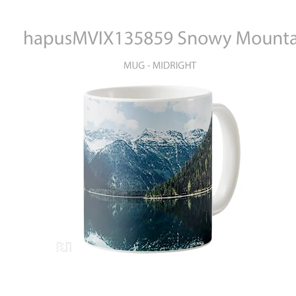 Mug Snowy Mountains In Forest And Lake Gelas Pemandangan Alam - All-side / Desain
