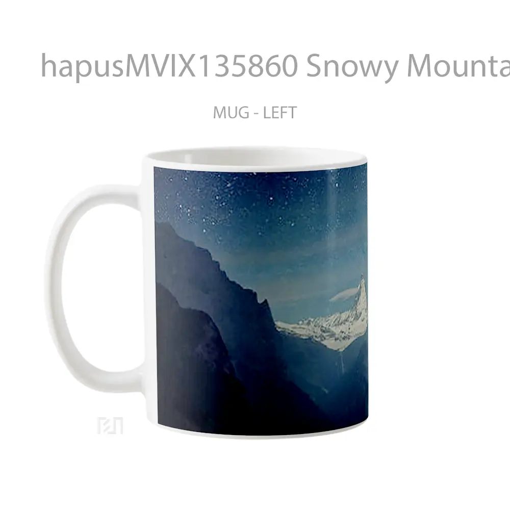 Mug Snowy Mountains With Night Stars Gelas Pemandangan Alam - All-side / Desain