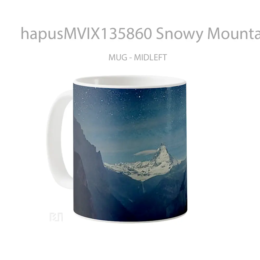 Mug Snowy Mountains With Night Stars Gelas Pemandangan Alam - All-side / Desain