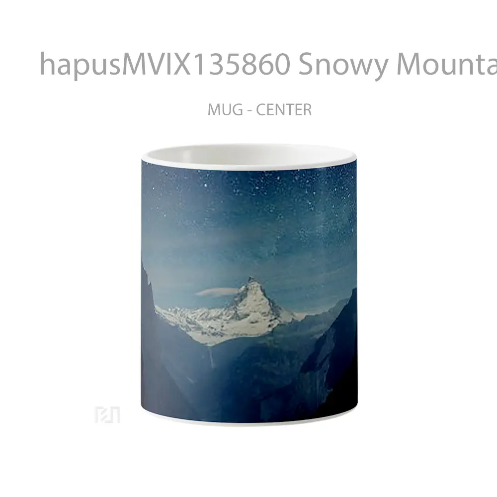 Mug Snowy Mountains With Night Stars Gelas Pemandangan Alam