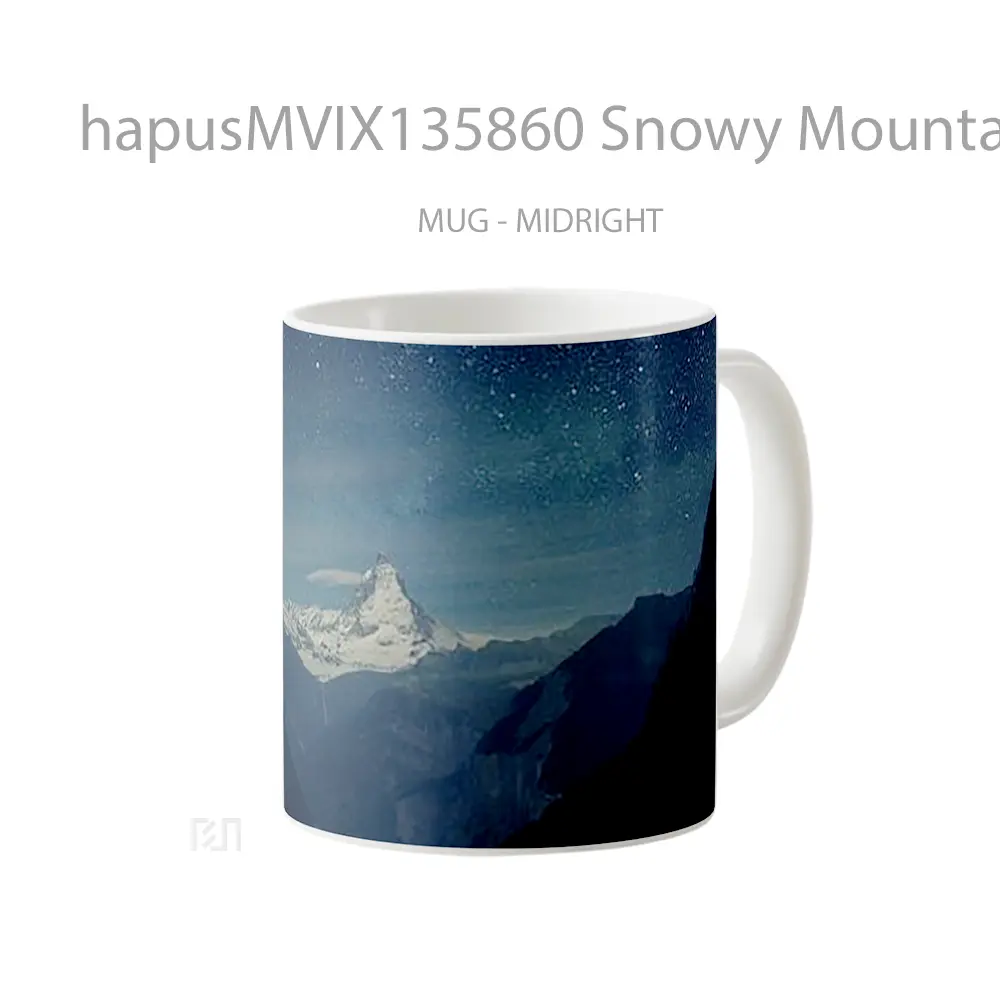 Mug Snowy Mountains With Night Stars Gelas Pemandangan Alam - All-side / Desain
