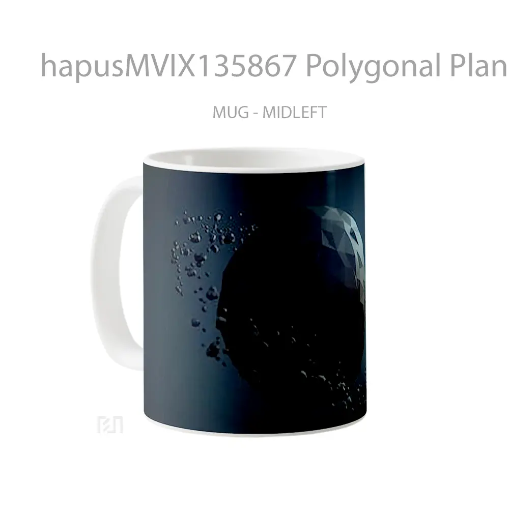 Mug Polygonal Planet Low Poly Gelas Astronomi - All-side / Desain