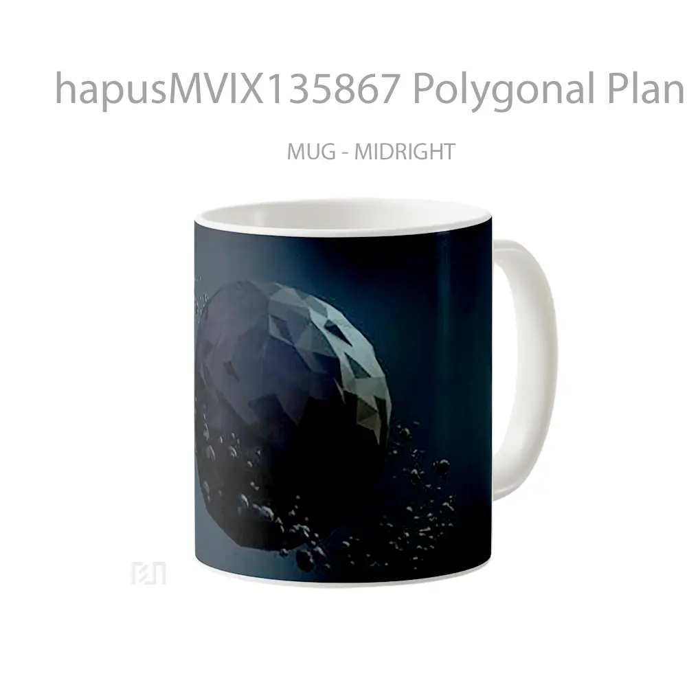 Mug Polygonal Planet Low Poly Gelas Astronomi - All-side / Desain