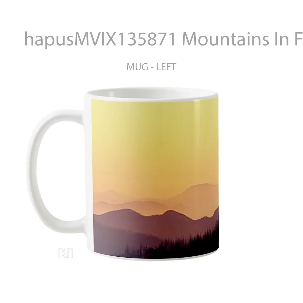 Mug Mountains In Forest At Sunset Gelas Pemandangan Alam - All-side / Desain