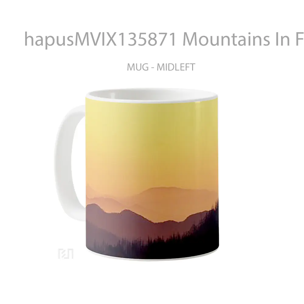 Mug Mountains In Forest At Sunset Gelas Pemandangan Alam - All-side / Desain