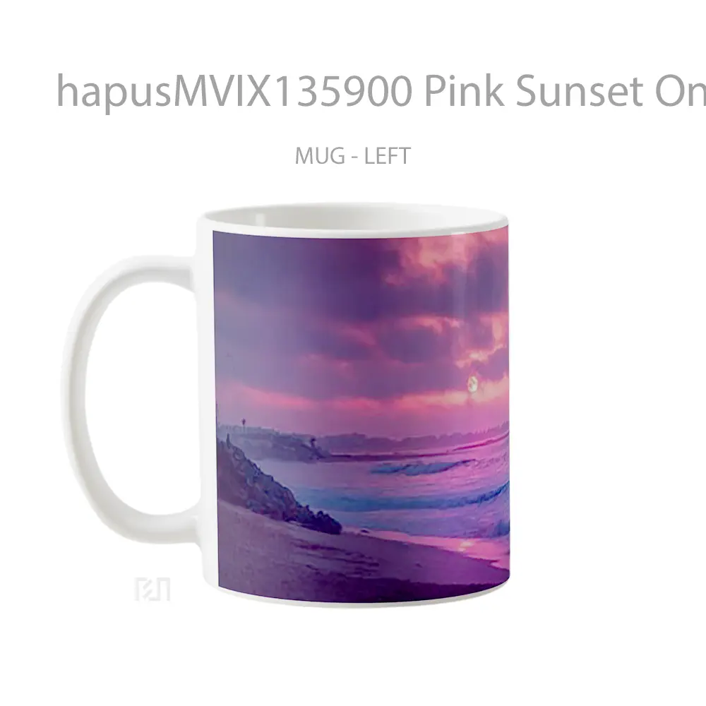 Mug Pink Sunset On The Beach V1 Gelas Pemandangan Alam - All-side / Desain
