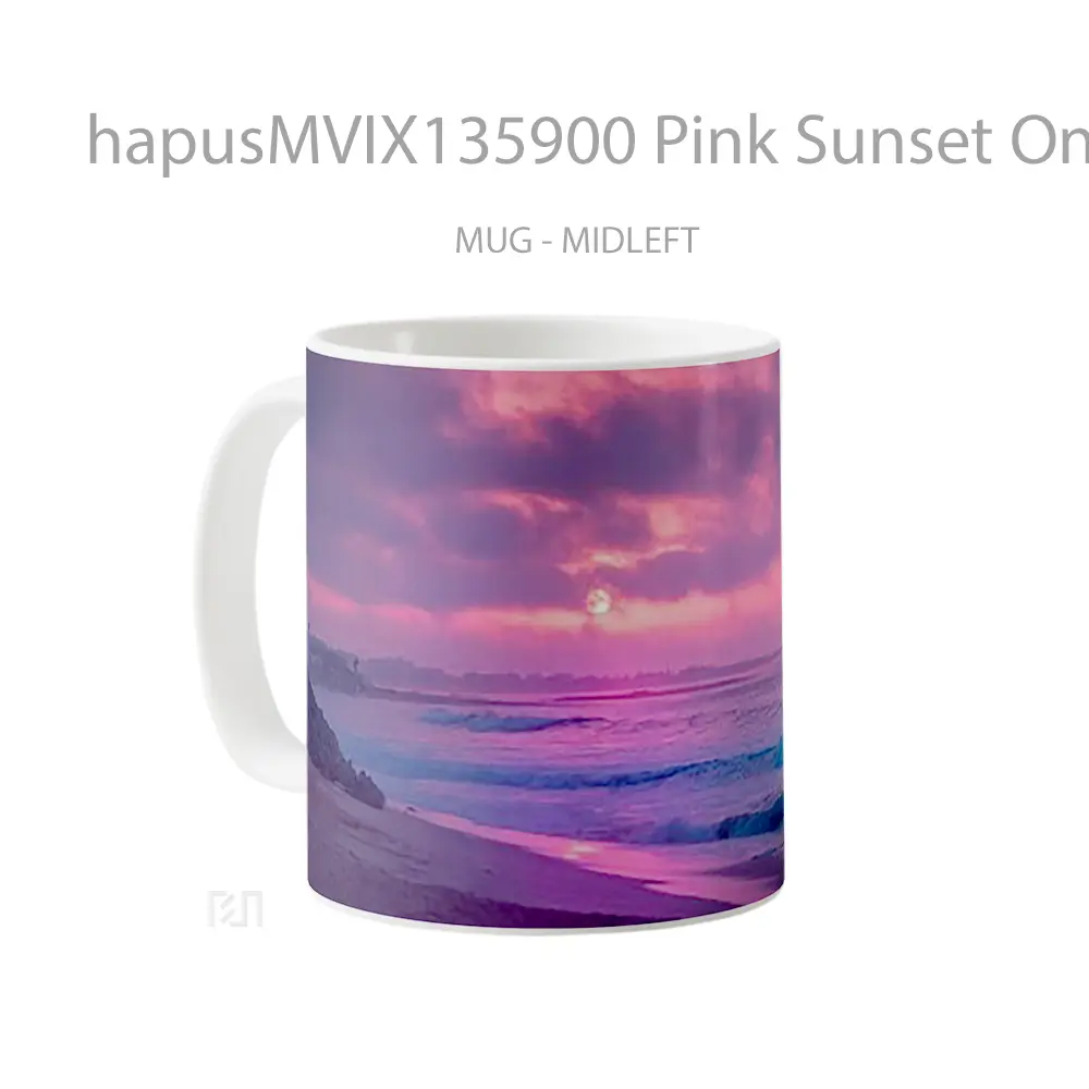 Mug Pink Sunset On The Beach V1 Gelas Pemandangan Alam - All-side / Desain