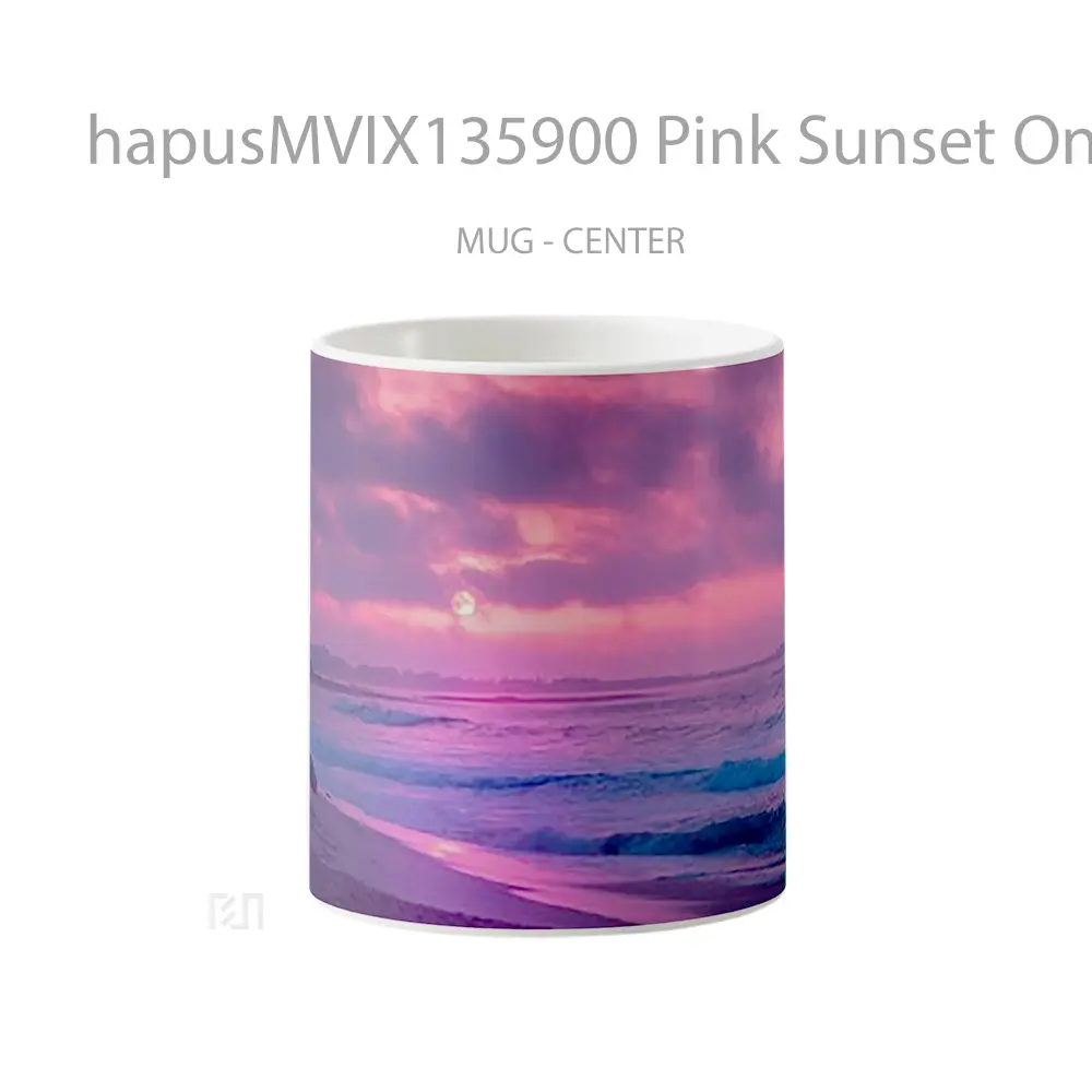 Mug Pink Sunset On The Beach V1 Gelas Pemandangan Alam
