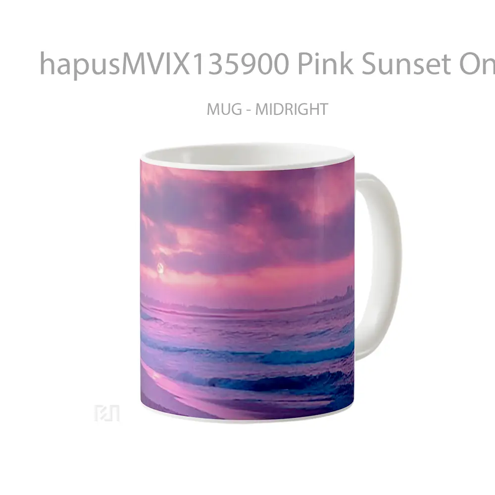 Mug Pink Sunset On The Beach V1 Gelas Pemandangan Alam - All-side / Desain