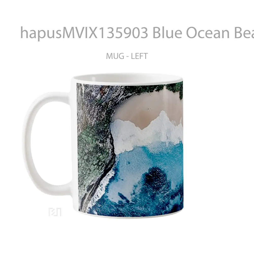 Mug Blue Ocean Beach Gelas Pemandangan Alam - All-side / Desain