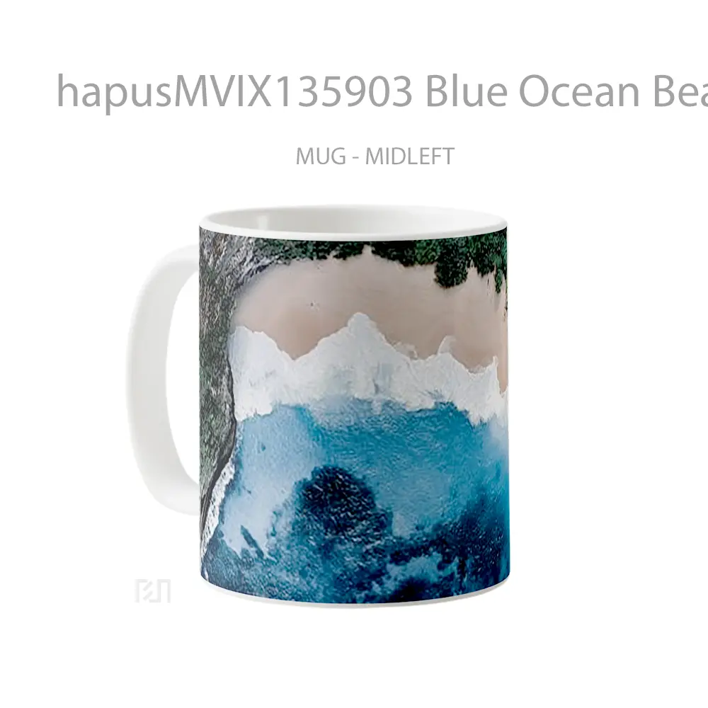 Mug Blue Ocean Beach Gelas Pemandangan Alam - All-side / Desain