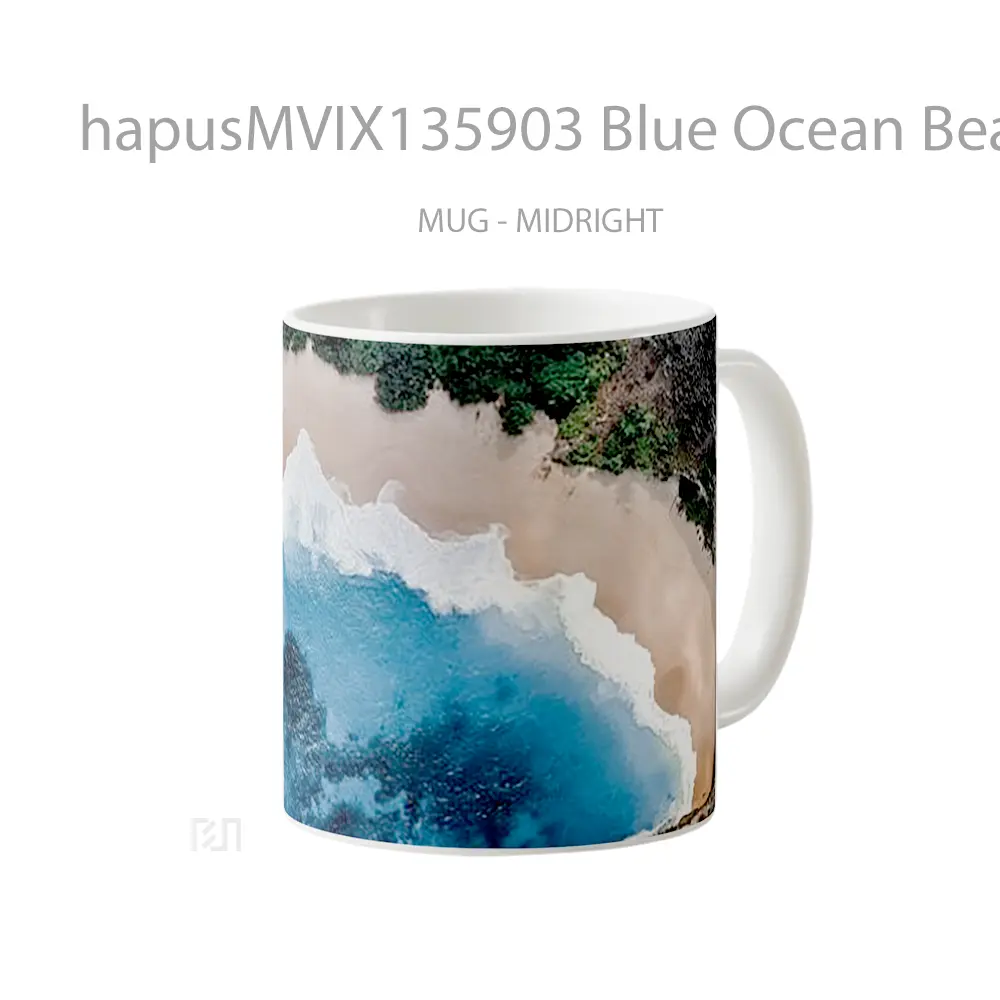 Mug Blue Ocean Beach Gelas Pemandangan Alam - All-side / Desain