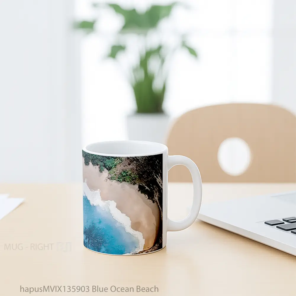 Mug Blue Ocean Beach Gelas Pemandangan Alam - All-side / Desain