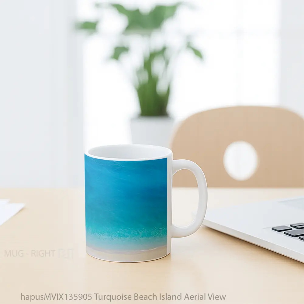 Mug Turquoise Beach Island Aerial View Gelas Pemandangan Alam - All-side / Desain