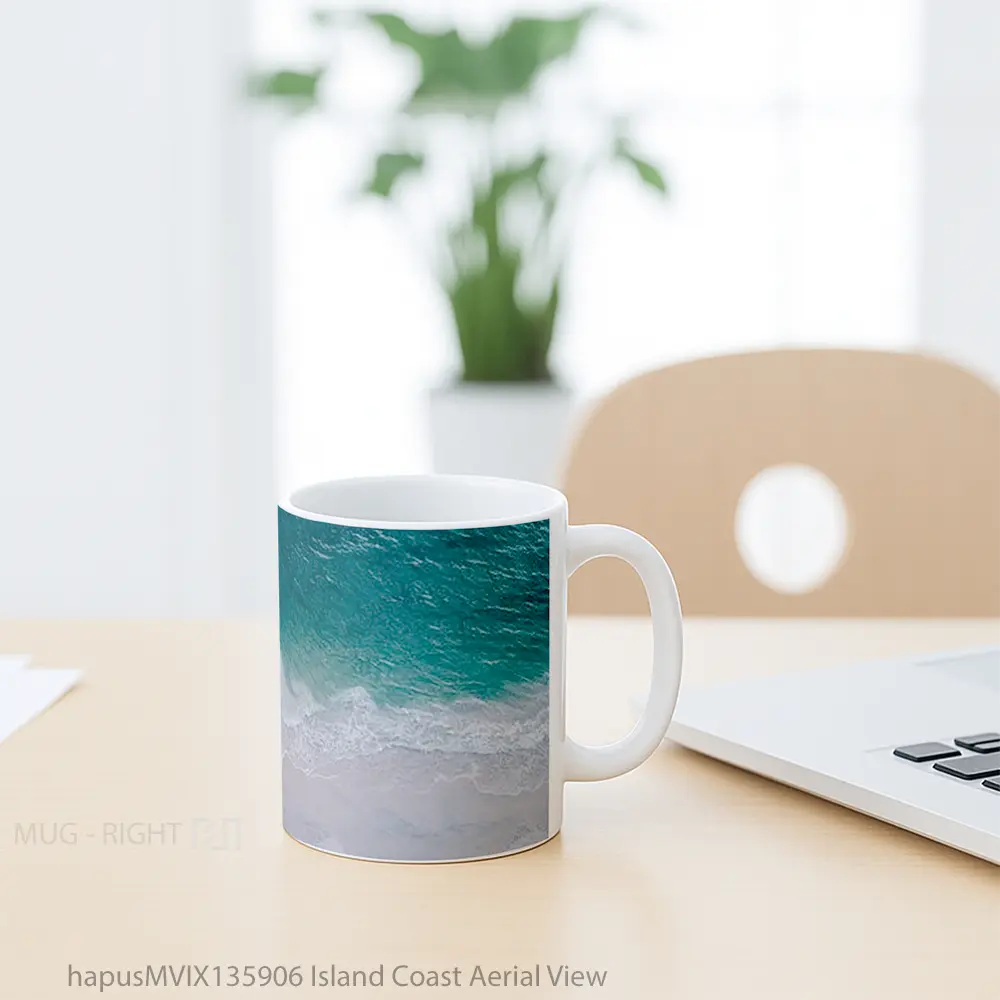 Mug Island Coast Aerial View Gelas Pemandangan Alam - All-side / Desain
