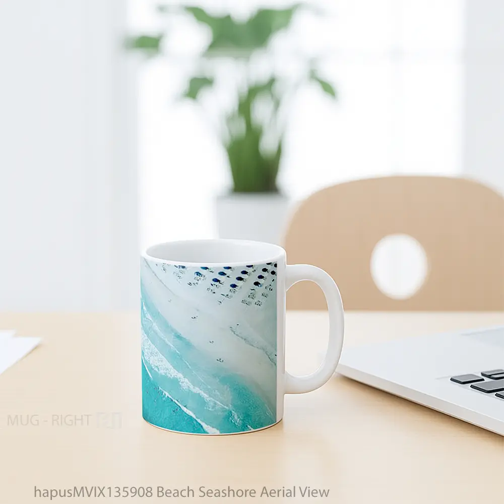 Mug Beach Seashore Aerial View Gelas Pemandangan Alam - All-side / Desain