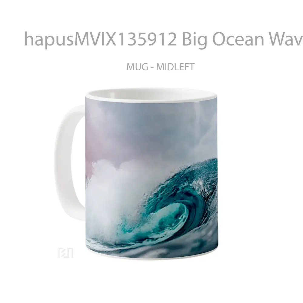 Mug Big Ocean Wave Gelas Pemandangan Alam - All-side / Desain