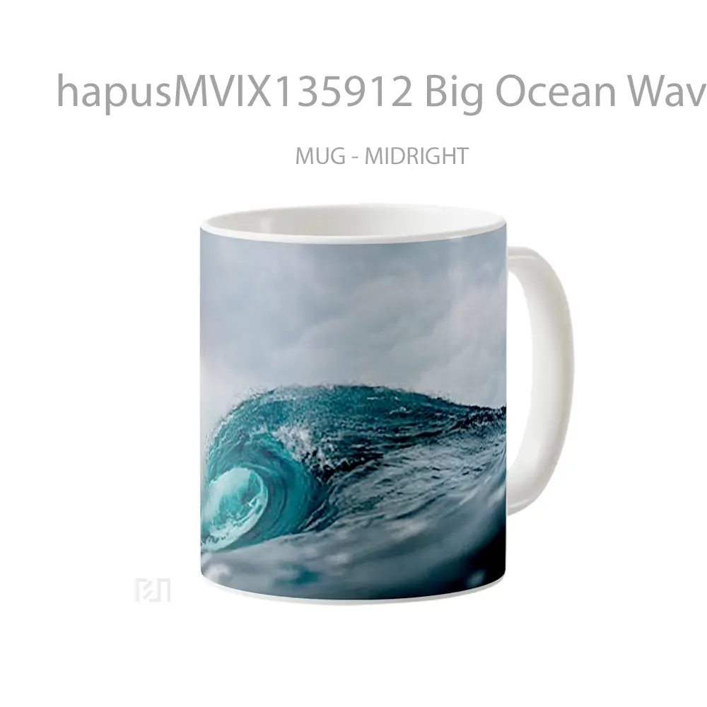 Mug Big Ocean Wave Gelas Pemandangan Alam - All-side / Desain