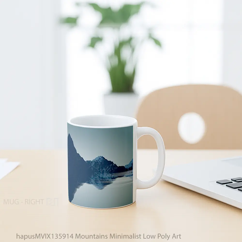 Mug Mountains Minimalist Low Poly Art Gelas Pemandangan Alam - All-side / Desain